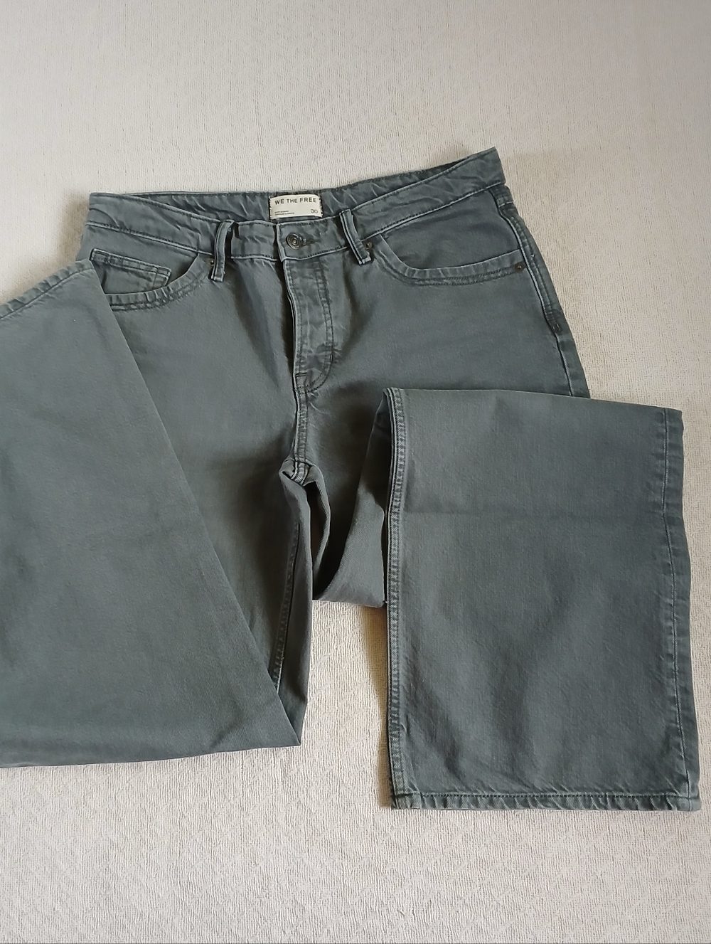 we the free ♡ relaxed baggy wider leg jeans 30 green eco cotton free people